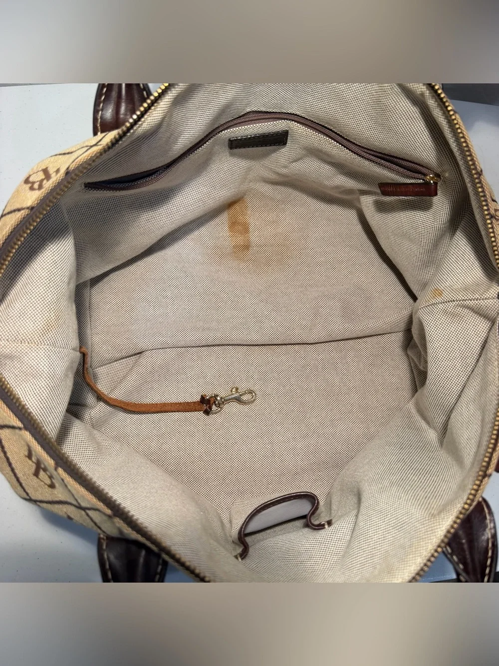 Vintage Dooney & Bourke Signature Monogram Canvas Small Duffle Satchel
